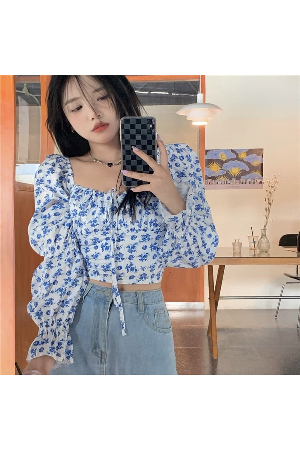 Y2k Vintage Aesthetic Floral Blouse