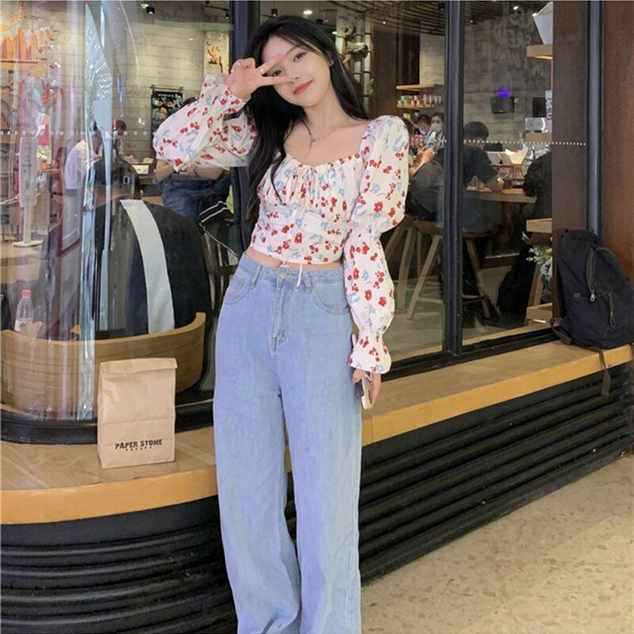 Y2k Vintage Aesthetic Floral Blouse