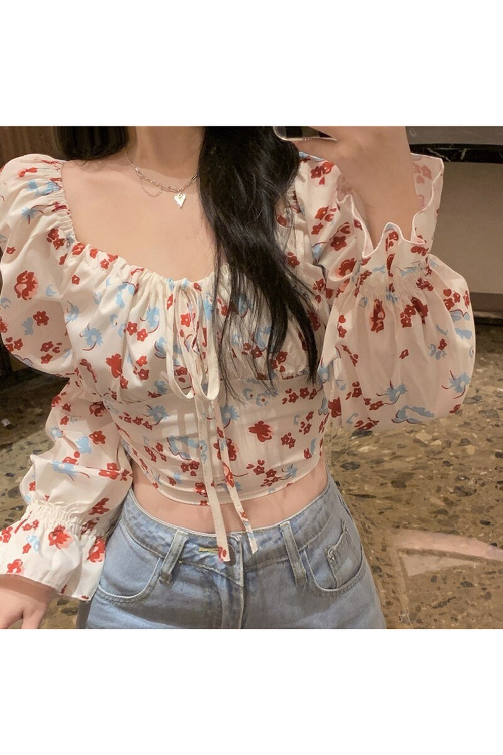 Y2k Vintage Aesthetic Floral Blouse