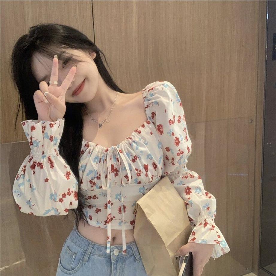 Y2k Vintage Aesthetic Floral Blouse