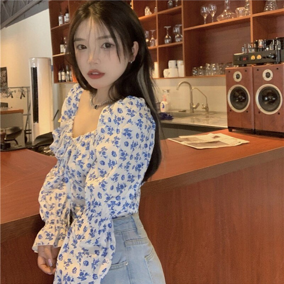 Y2k Vintage Aesthetic Floral Blouse