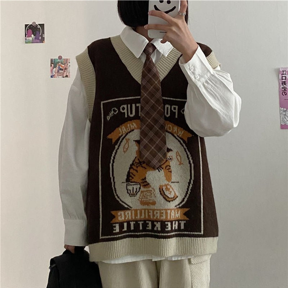 Y2k Vintage Cat Knit Sweater