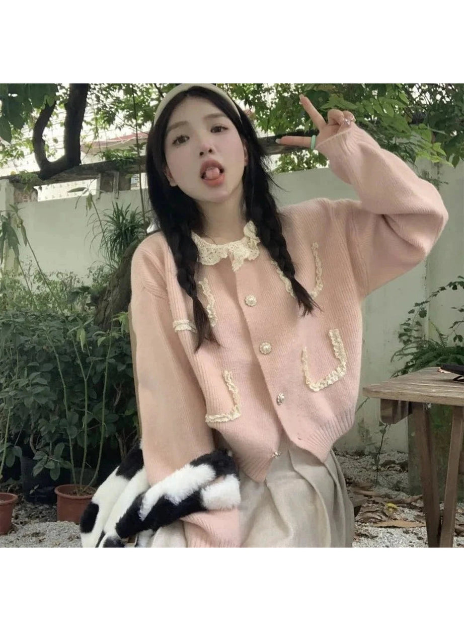 Y2k Vintage Charm Lace Cardigan