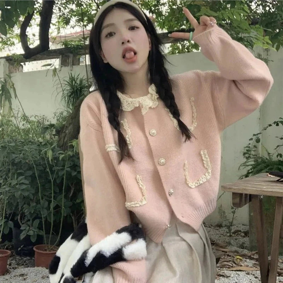 Y2k Vintage Charm Lace Cardigan