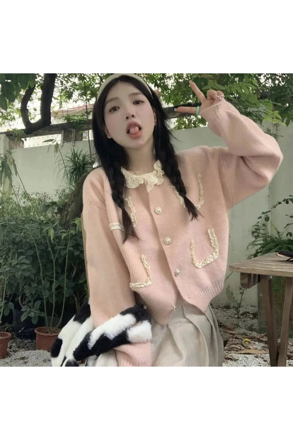 Y2k Vintage Charm Lace Cardigan