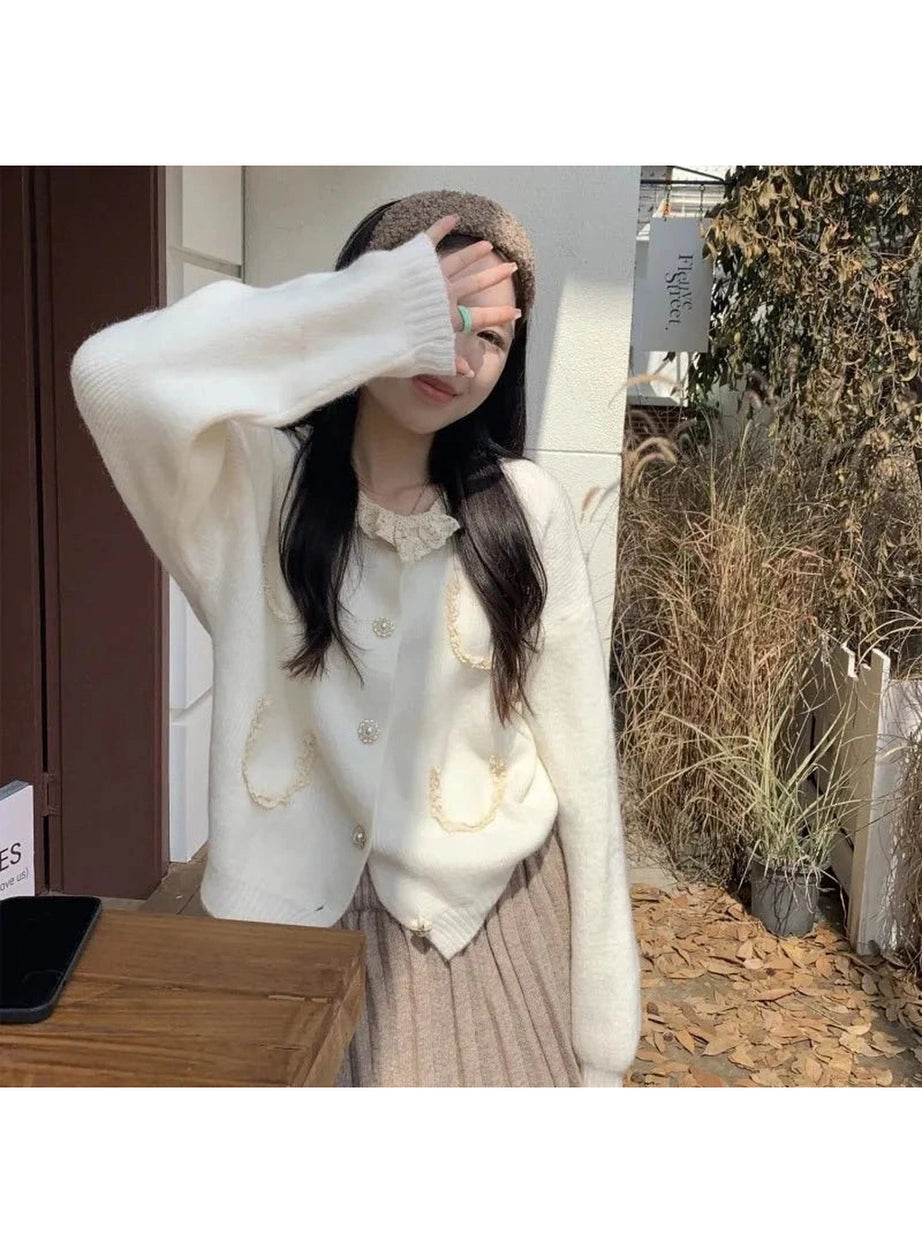 Y2k Vintage Charm Lace Cardigan