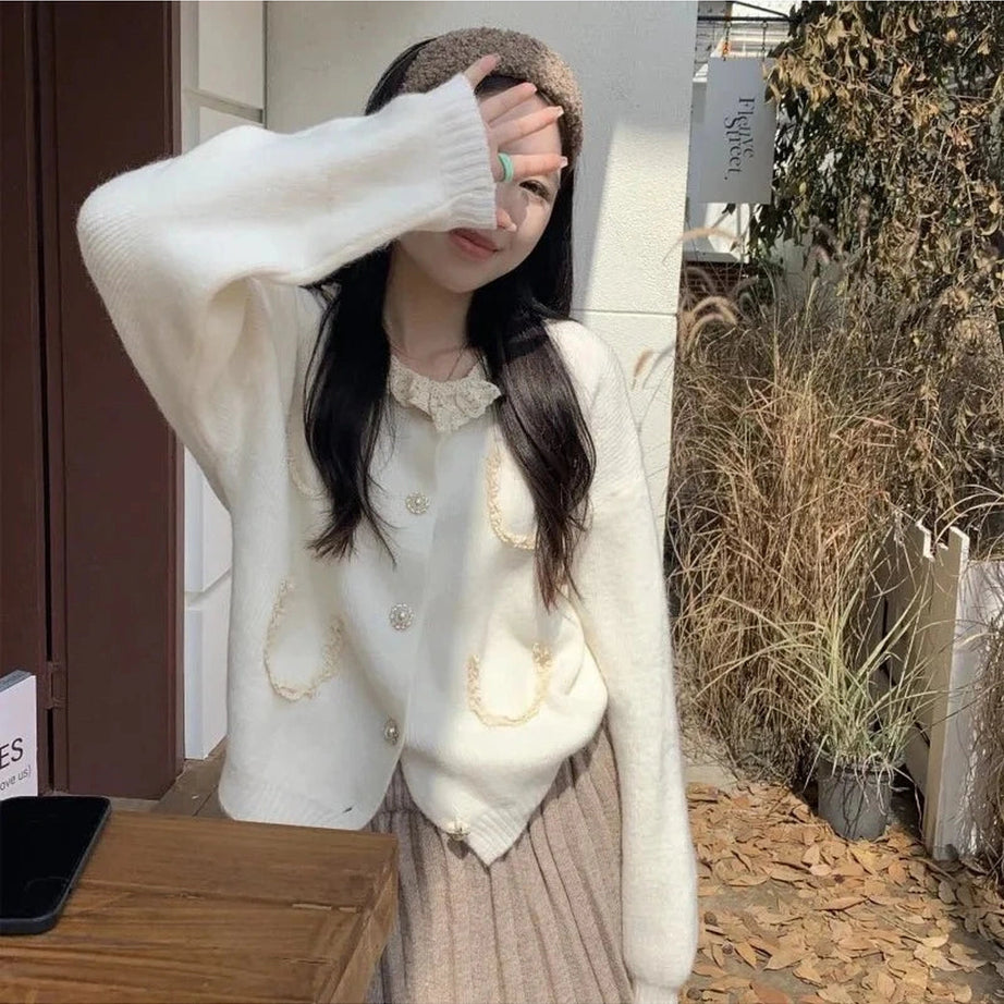 Y2k Vintage Charm Lace Cardigan