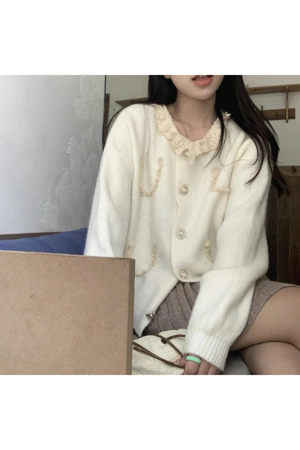 Y2k Vintage Charm Lace Cardigan