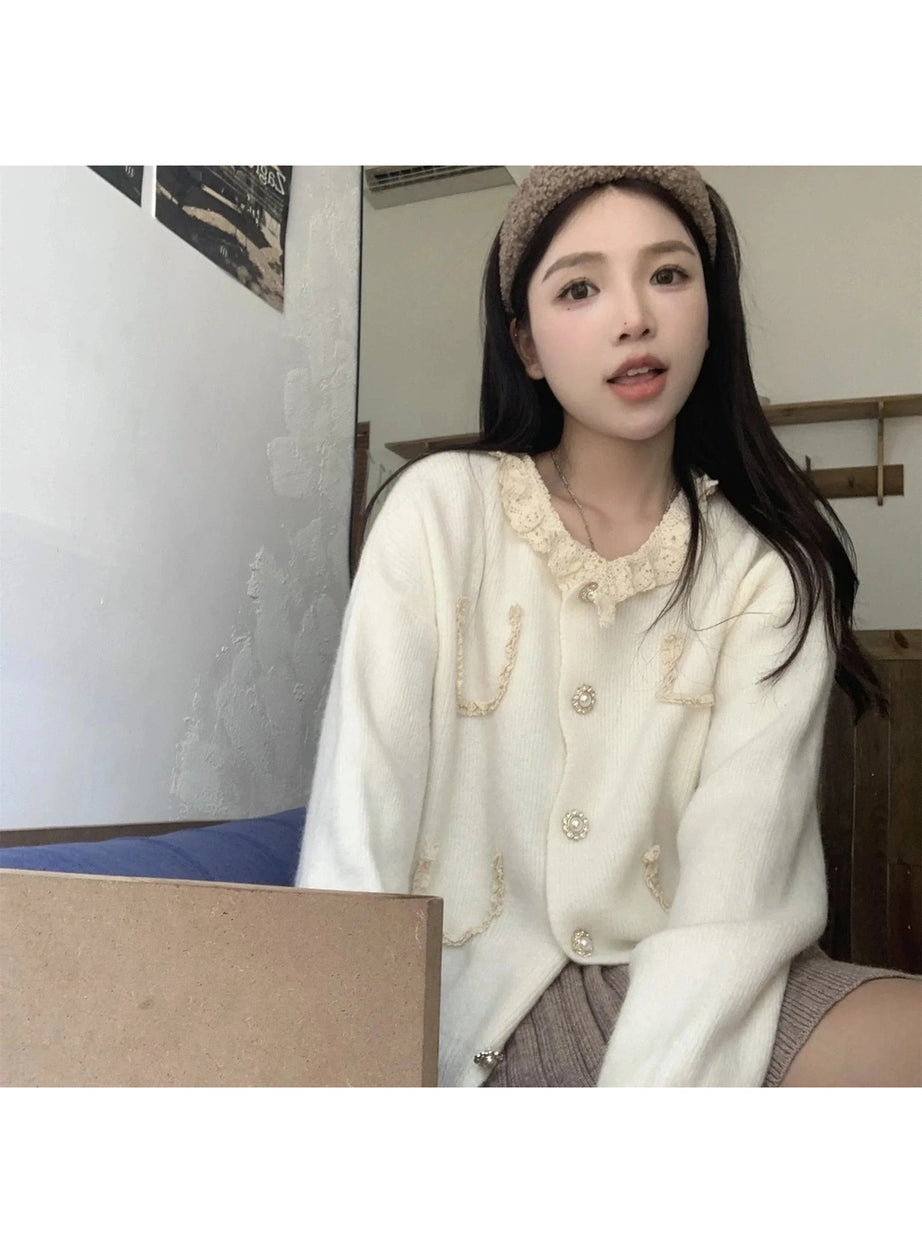 Y2k Vintage Charm Lace Cardigan