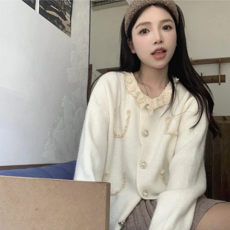 Y2k Vintage Charm Lace Cardigan