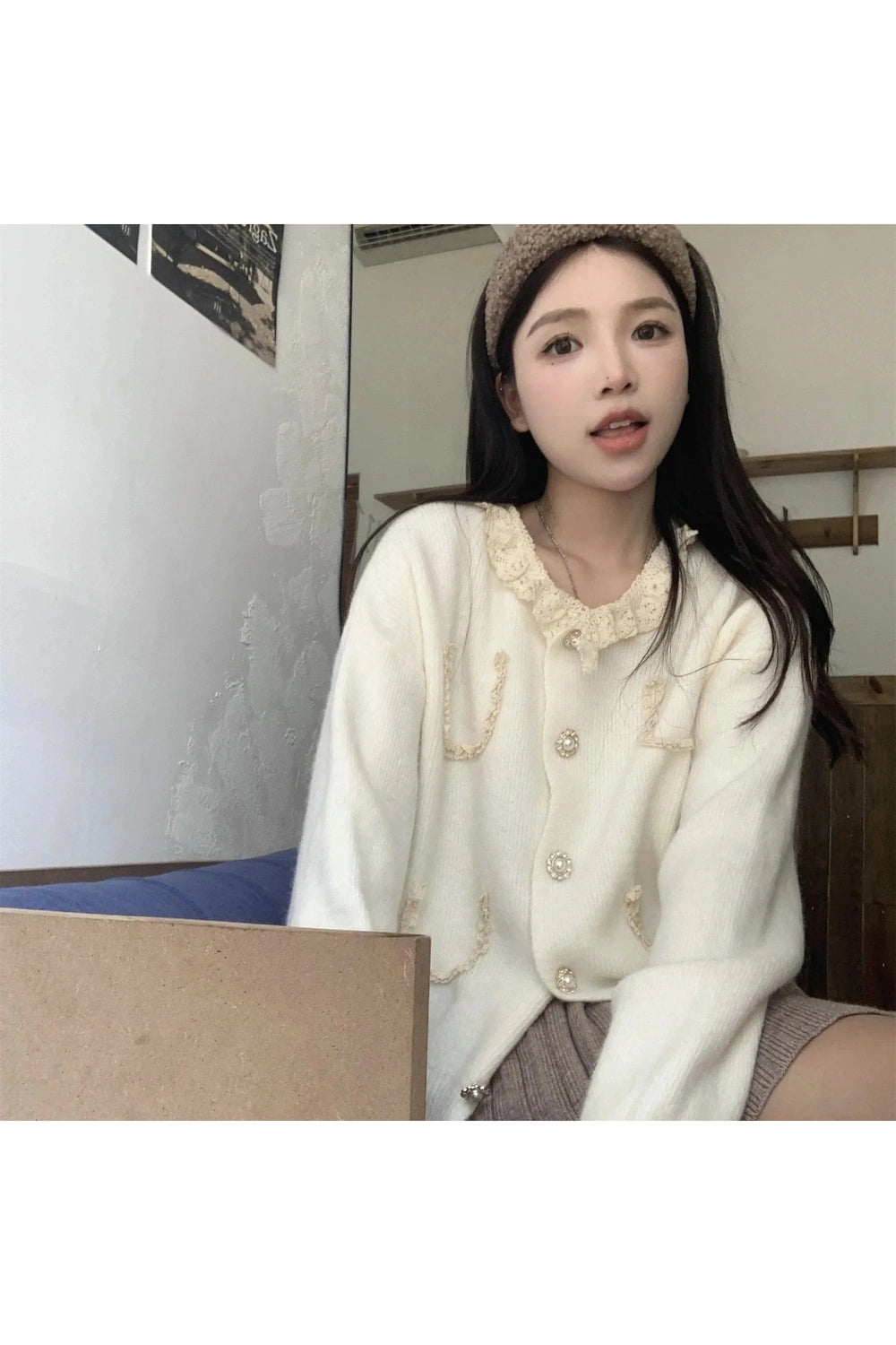 Y2k Vintage Charm Lace Cardigan