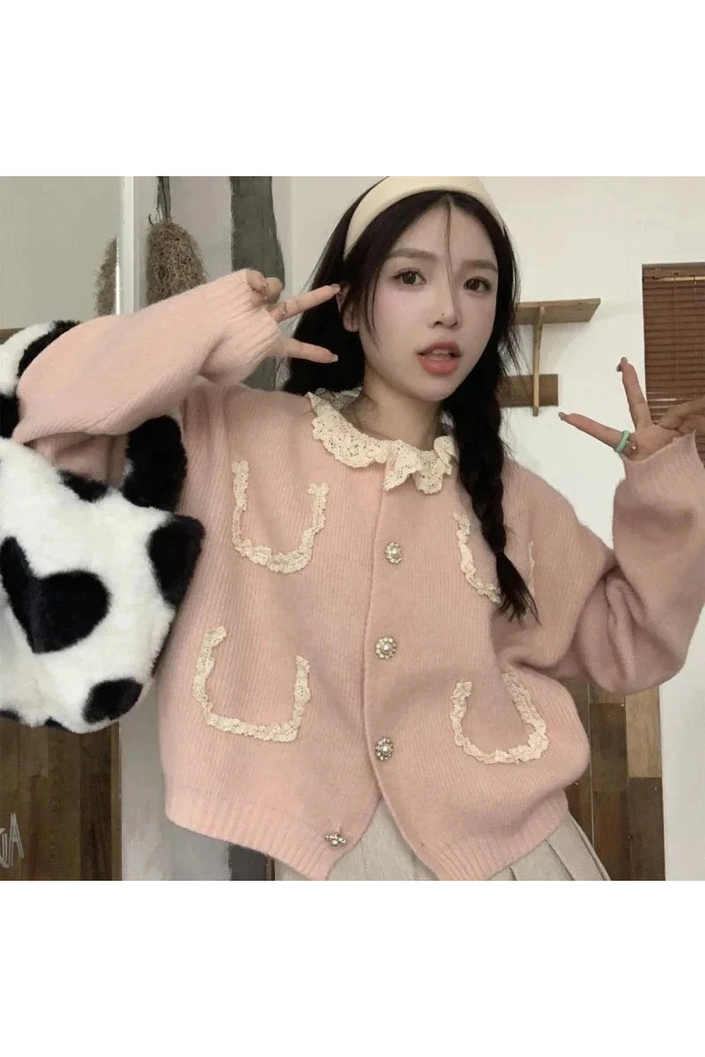 Y2k Vintage Charm Lace Cardigan