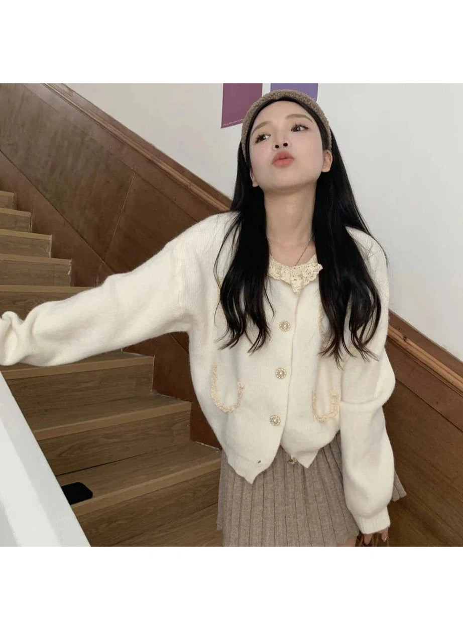 Y2k Vintage Charm Lace Cardigan