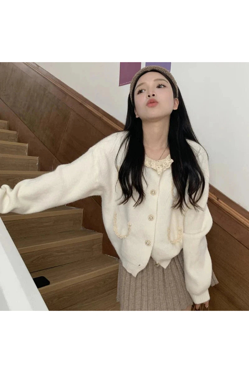 Y2k Vintage Charm Lace Cardigan