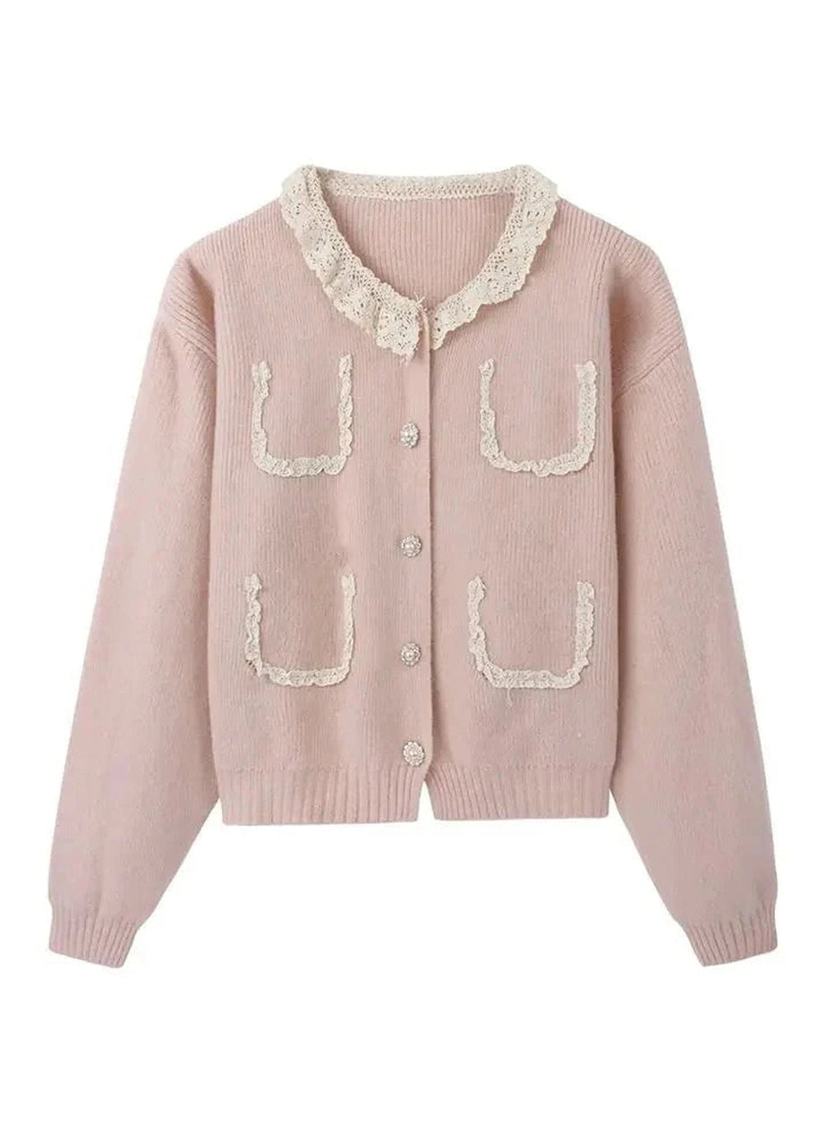 Y2k Vintage Charm Lace Cardigan