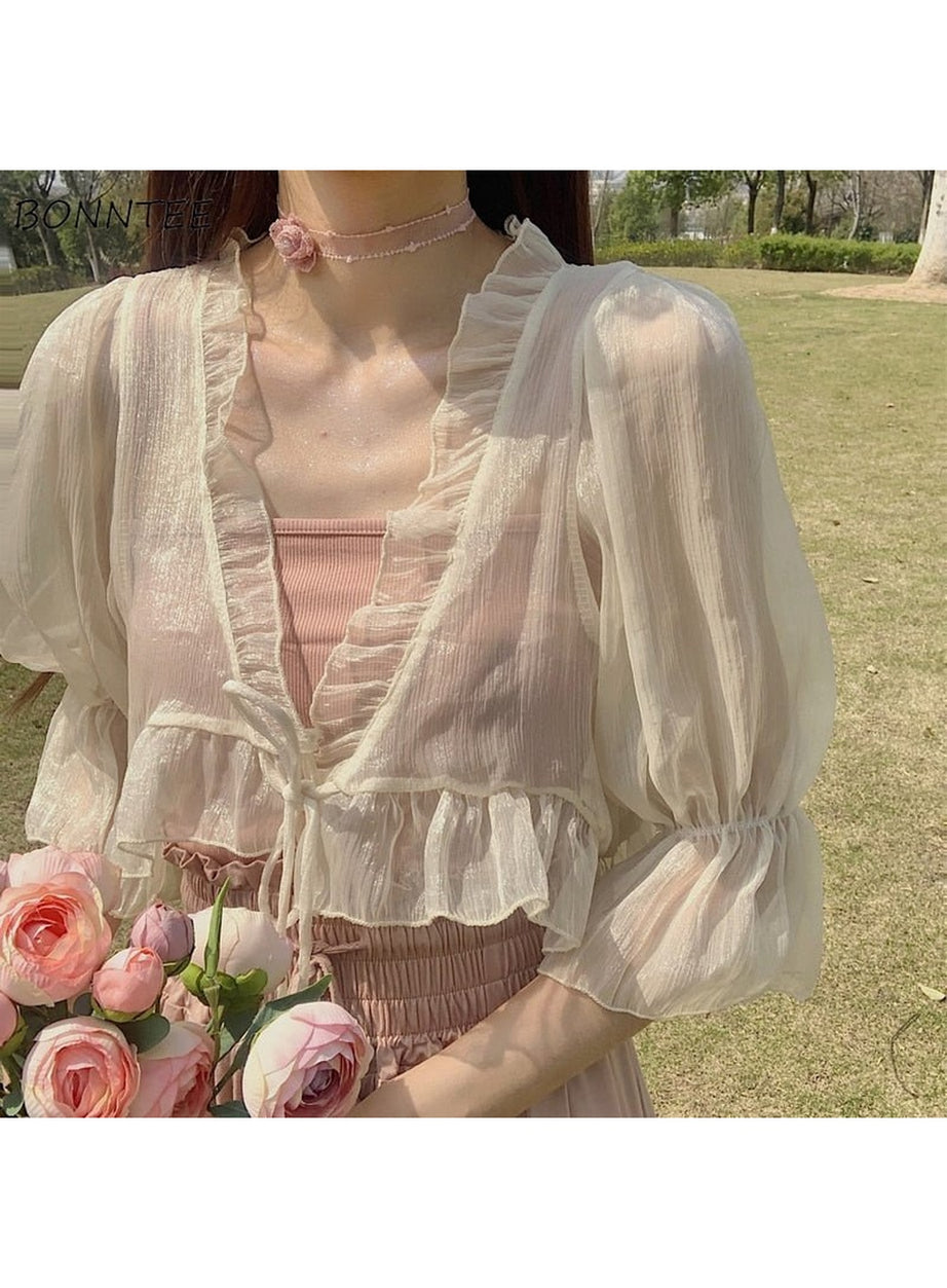 Y2k Vintage Chiffon Loose Blouse