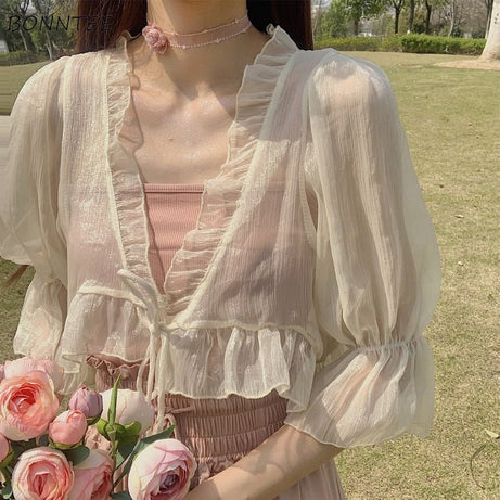 Vintage Chiffon Loose Blouse - Blouses