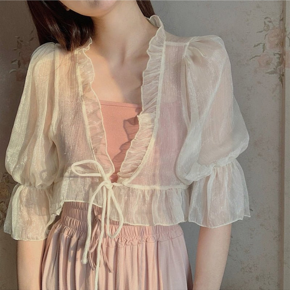 Y2k Vintage Chiffon Loose Blouse