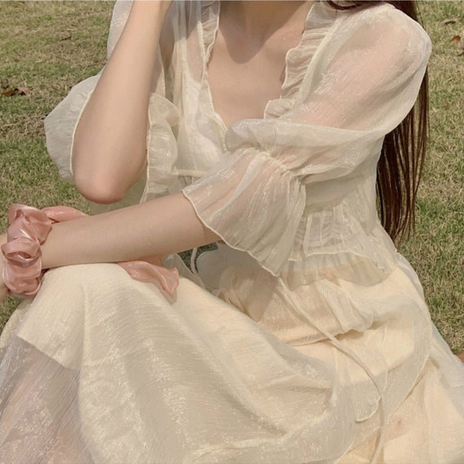 Y2k Vintage Chiffon Loose Blouse