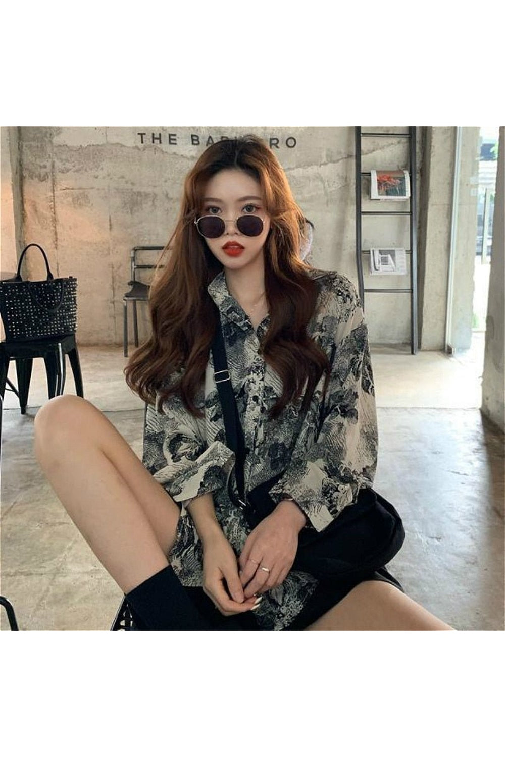 Y2k Vintage Chiffon SImple Shirt