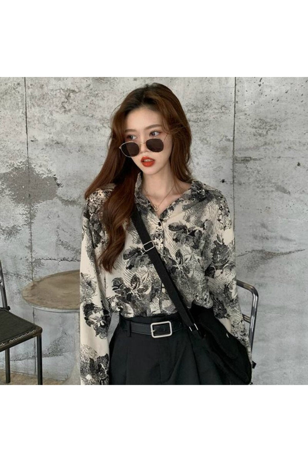 Y2k Vintage Chiffon SImple Shirt