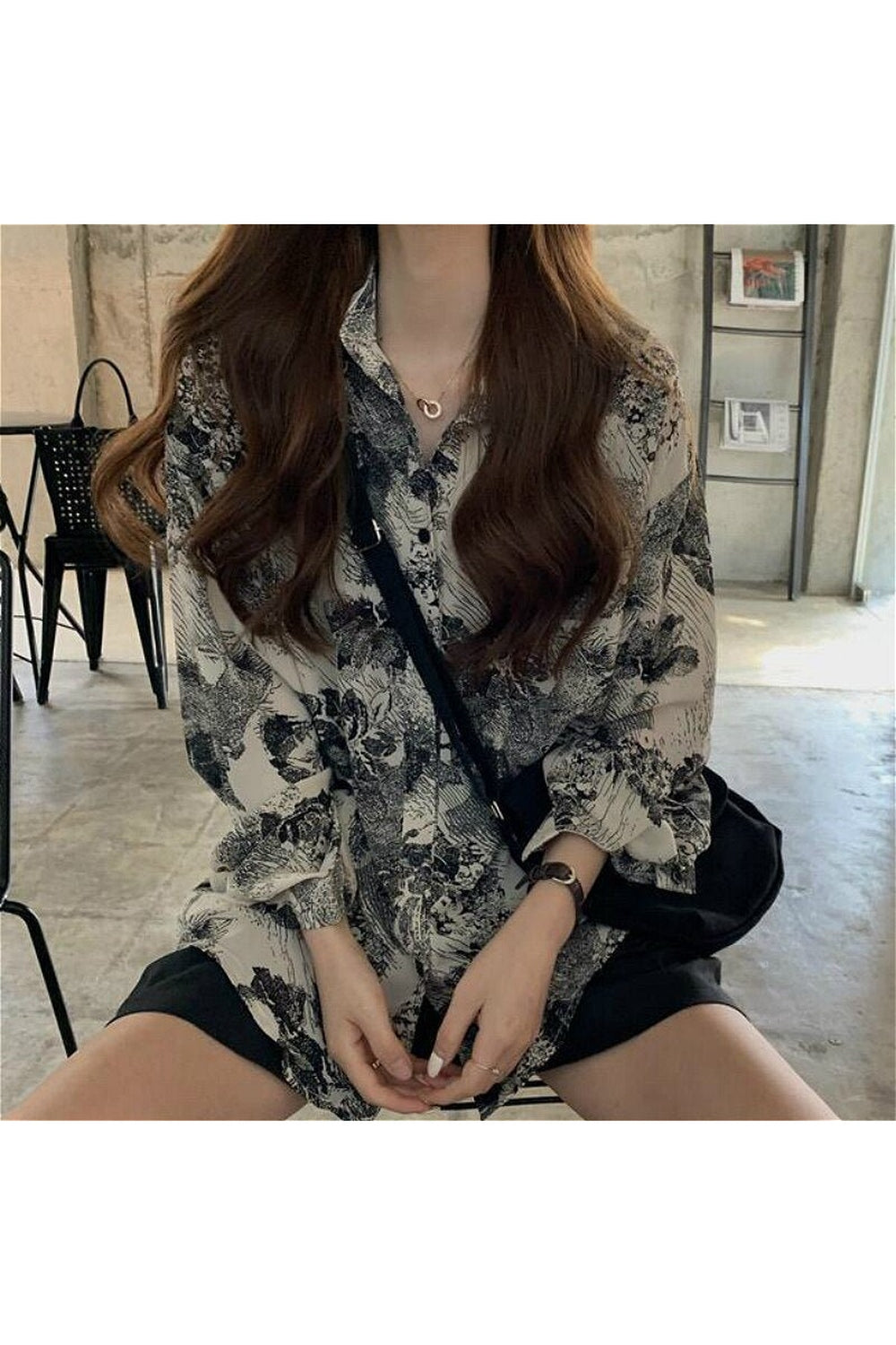 Y2k Vintage Chiffon SImple Shirt