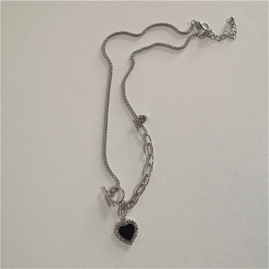 Y2k Vintage Goth Heart Chain Necklace