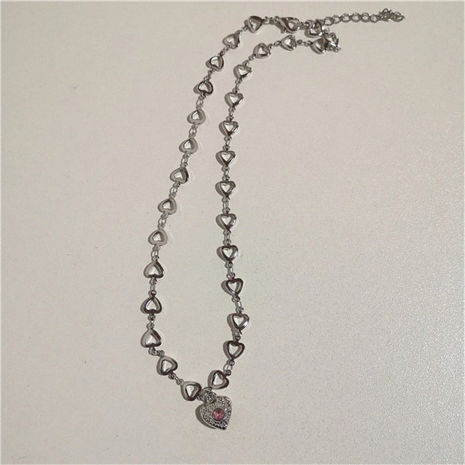 Y2k Vintage Goth Heart Chain Necklace