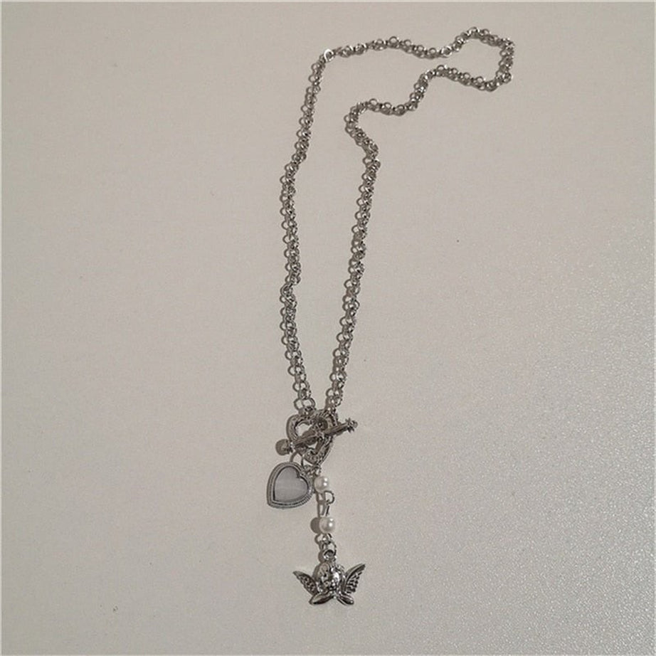 Y2k Vintage Goth Heart Chain Necklace