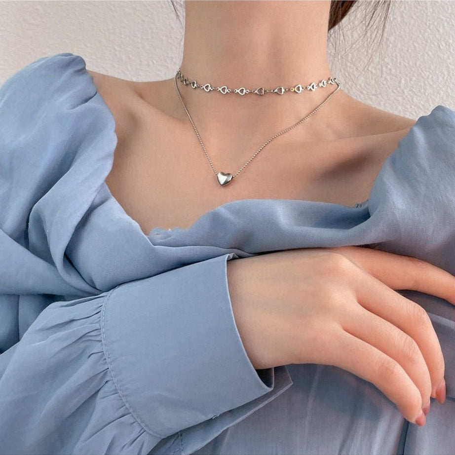 Y2k Vintage Goth Heart Chain Necklace