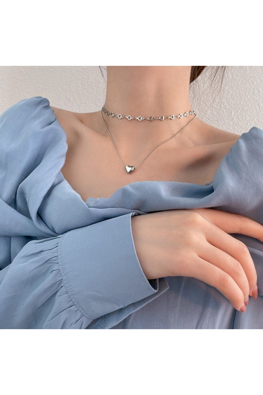 Y2k Vintage Goth Heart Chain Necklace