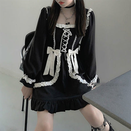 Vintage Gothic Mini Dress - Dresses