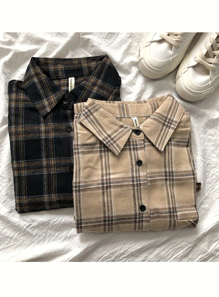 Y2k Vintage Grunge Plaid Shirt