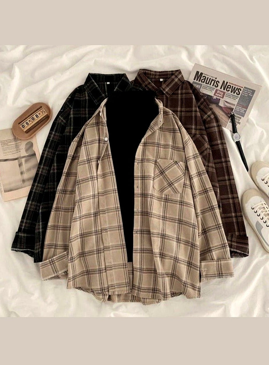 Y2k Vintage Grunge Plaid Shirt