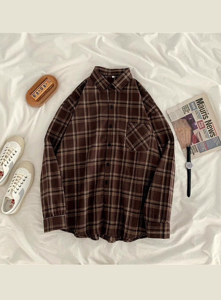 Y2k Vintage Grunge Plaid Shirt
