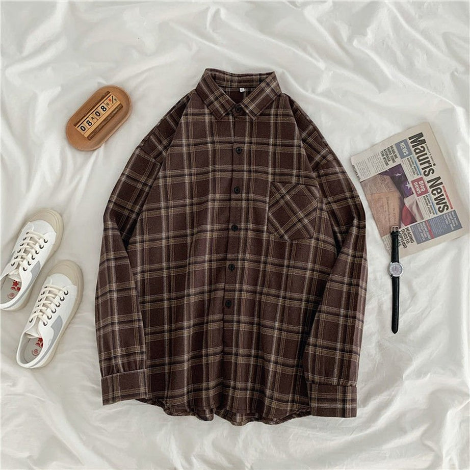 Y2k Vintage Grunge Plaid Shirt