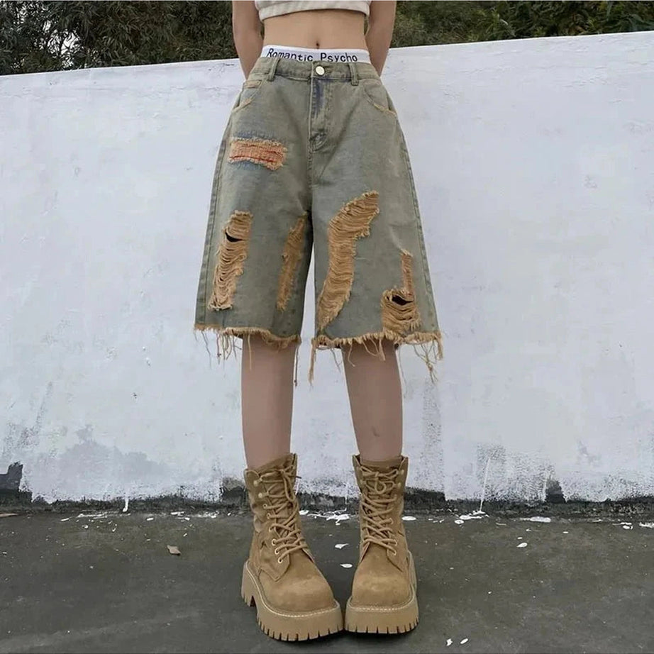 Y2k Vintage Hole Denim Shorts