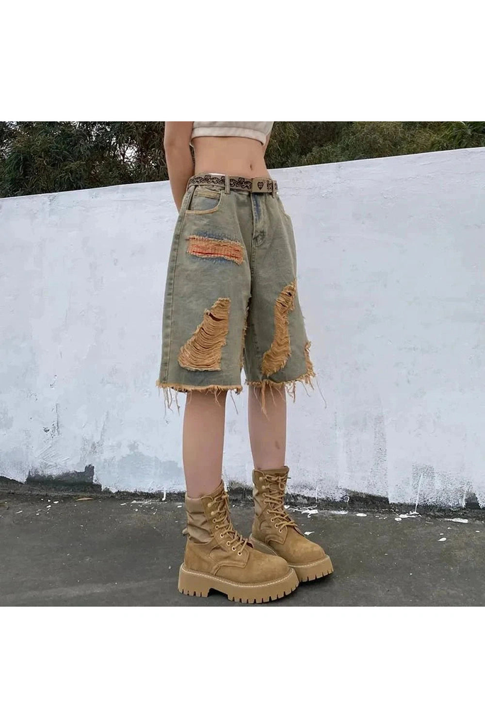 Y2k Vintage Hole Denim Shorts