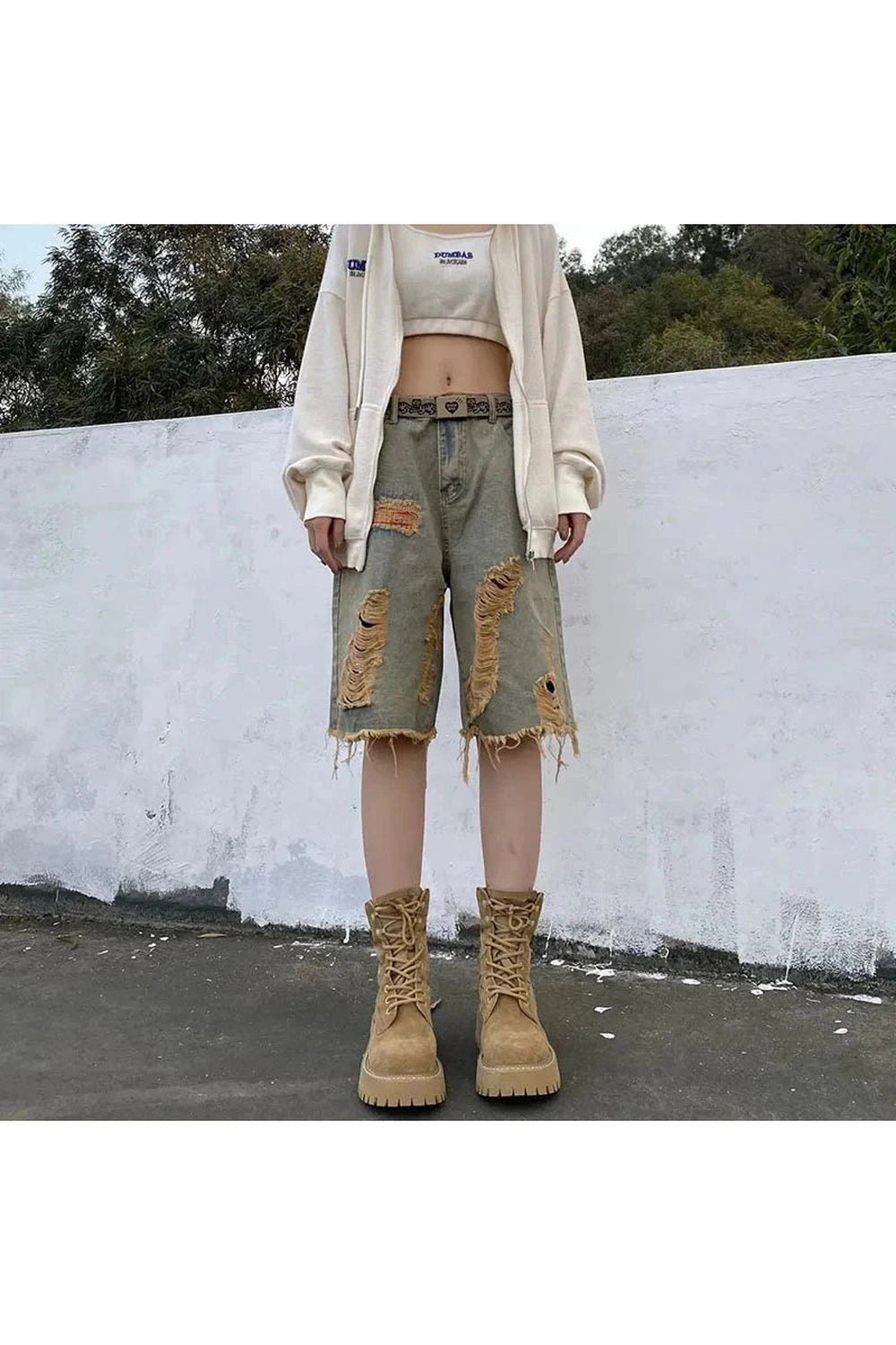 Y2k Vintage Hole Denim Shorts