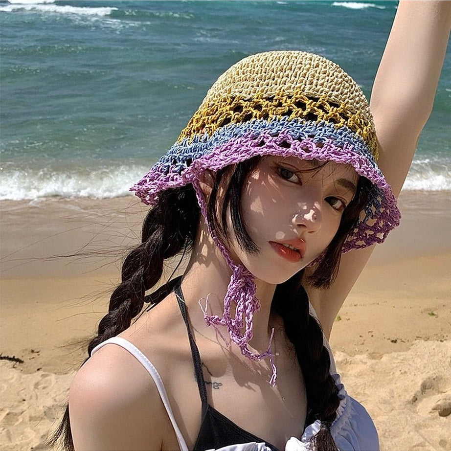 Y2k Vintage Knit Sun Hat