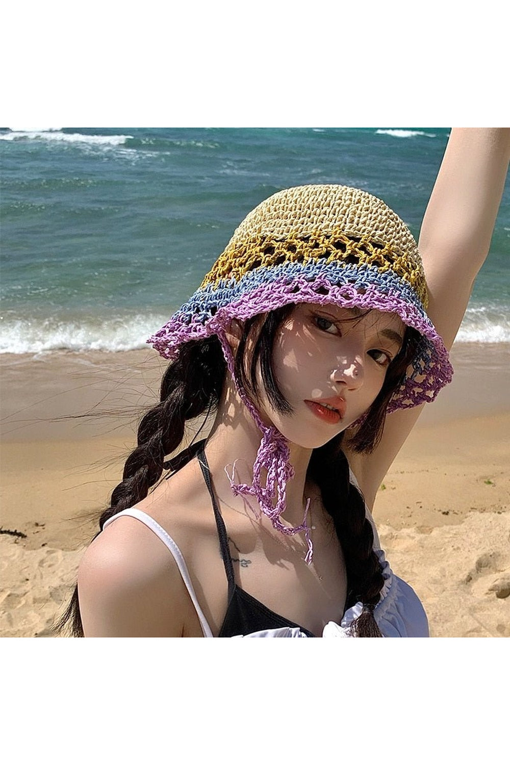 Y2k Vintage Knit Sun Hat