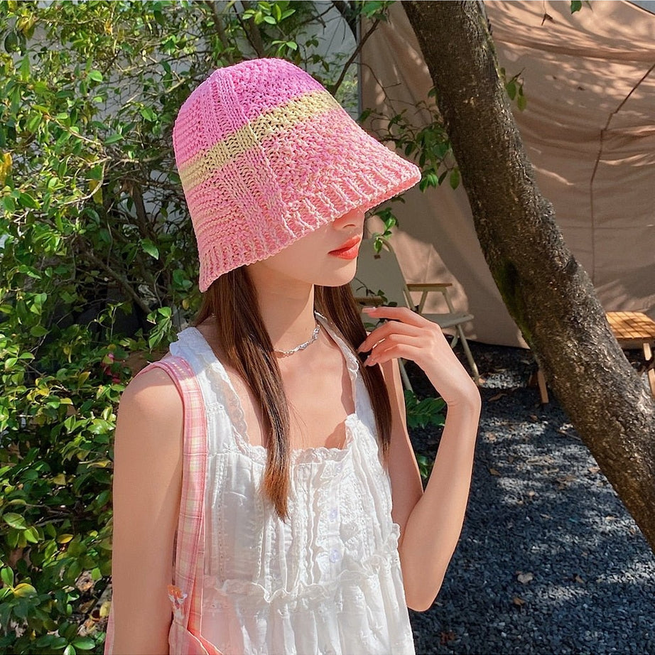 Y2k Vintage Knit Sun Hat