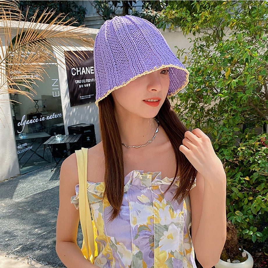 Y2k Vintage Knit Sun Hat