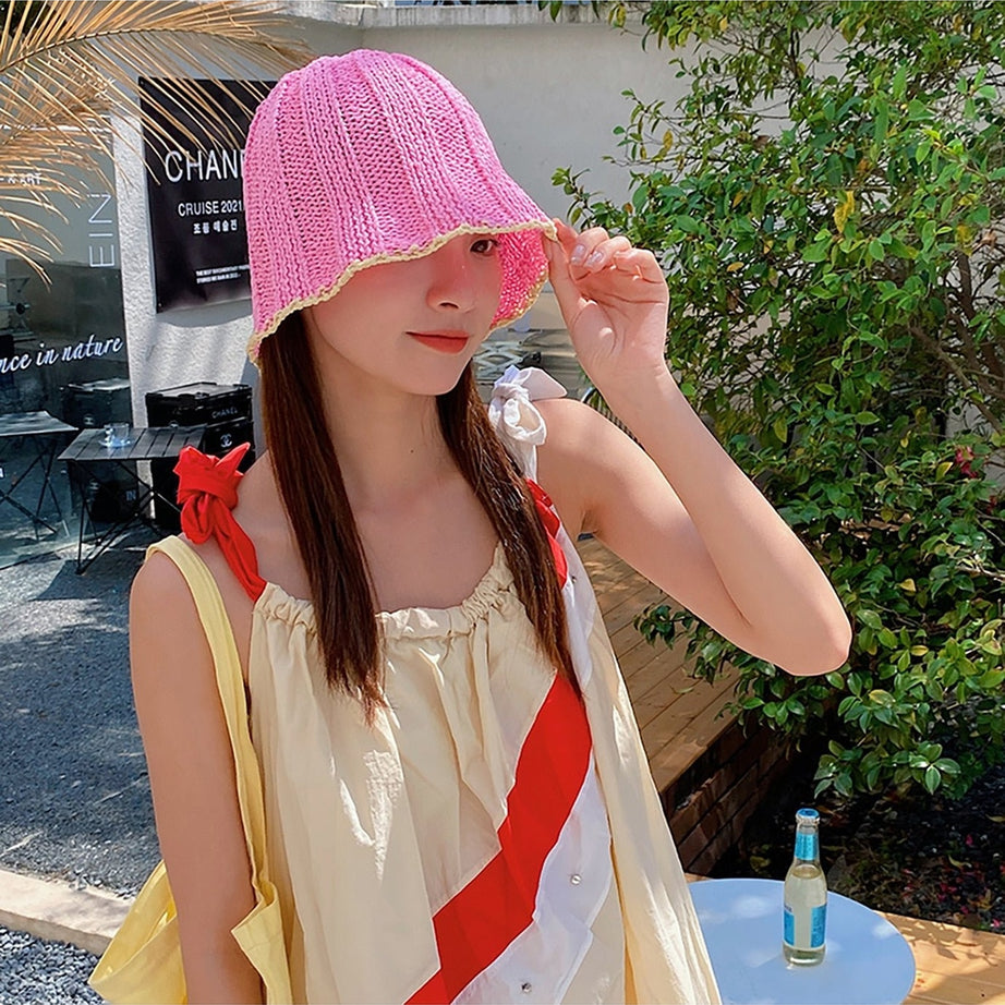 Y2k Vintage Knit Sun Hat