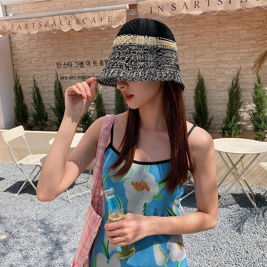 Y2k Vintage Knit Sun Hat