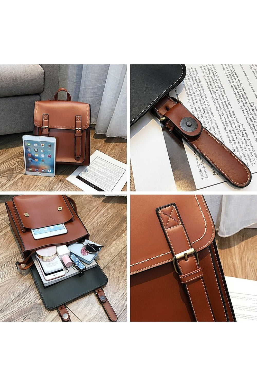 Y2k Vintage Leather School Bag