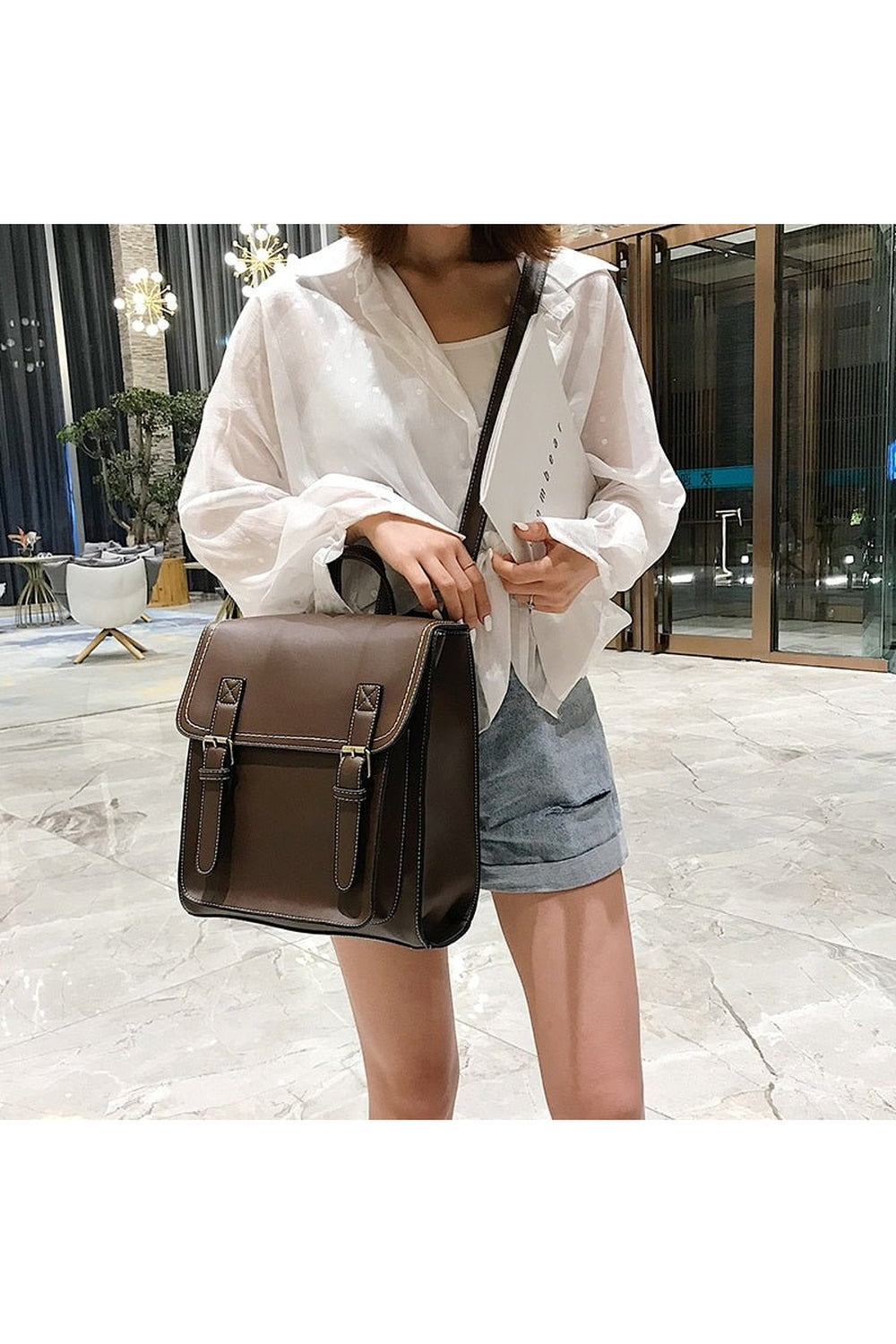 Y2k Vintage Leather School Bag