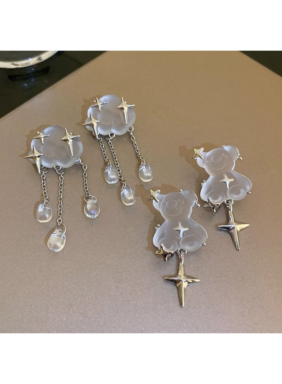 Y2k Vintage Long Tassel Resin Stars Clouds Earrings
