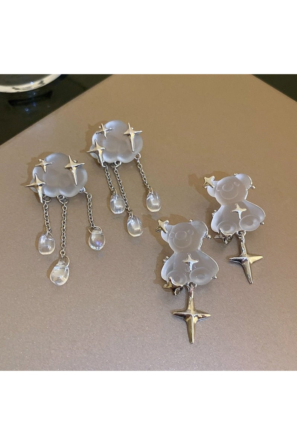 Y2k Vintage Long Tassel Resin Stars Clouds Earrings