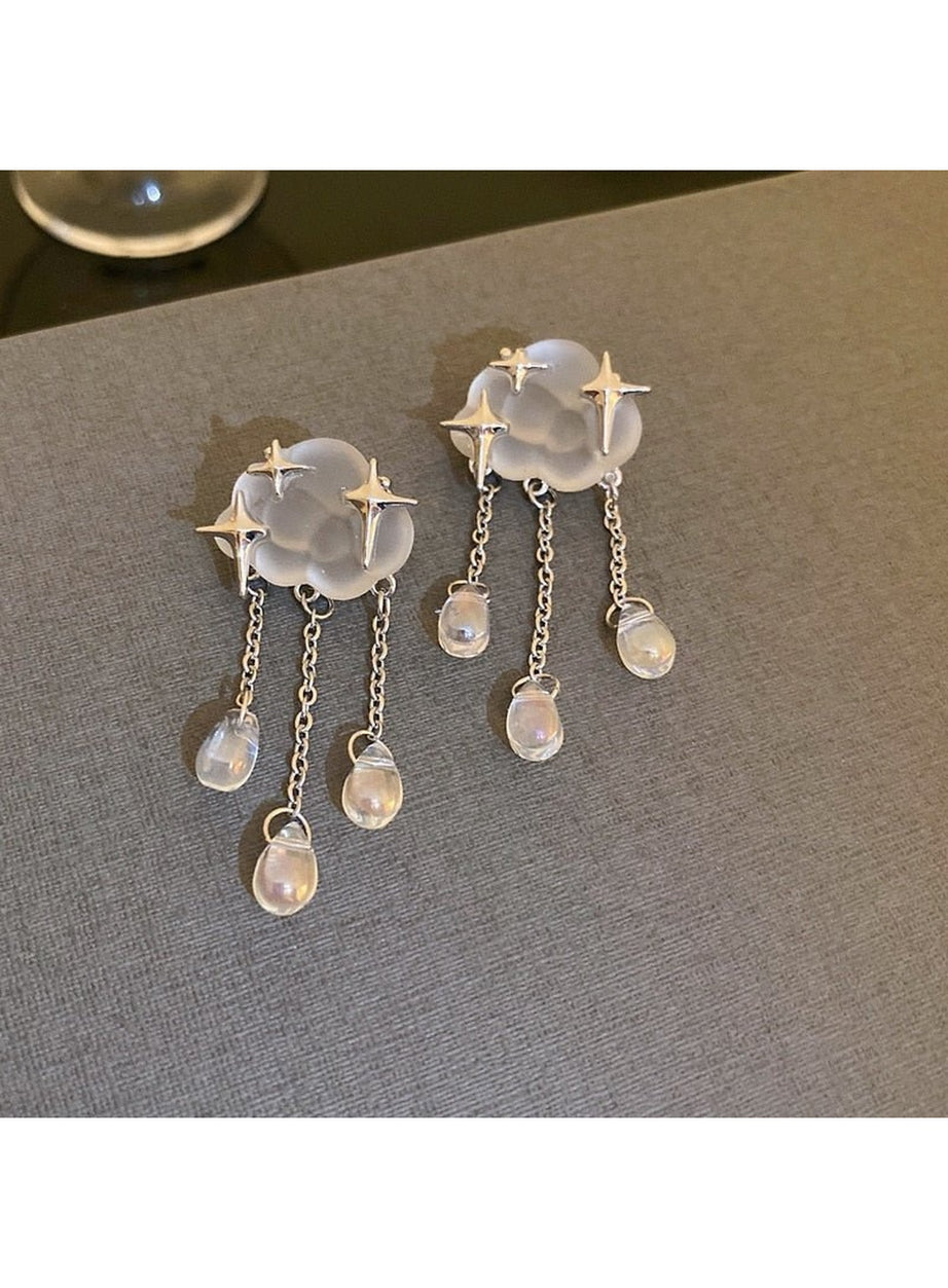 Y2k Vintage Long Tassel Resin Stars Clouds Earrings